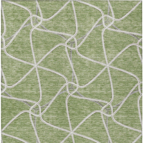 Homeroots 3' X 5' Stylish Geometric Washable Area Rug For Indoor And Outdoor Spaces – Durable & Versatile Sage Polyester 612848