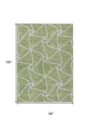 Homeroots 3' X 5' Stylish Geometric Washable Area Rug For Indoor And Outdoor Spaces – Durable & Versatile Sage Polyester 612848