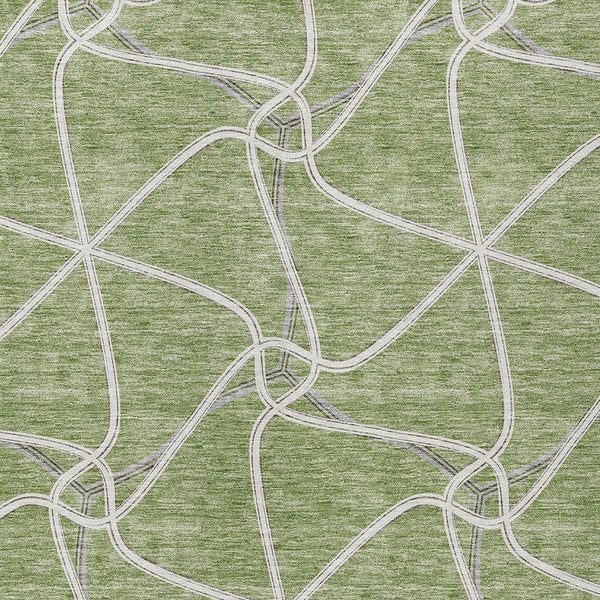 Homeroots 3' X 5' Stylish Geometric Washable Area Rug For Indoor And Outdoor Spaces – Durable & Versatile Sage Polyester 612848