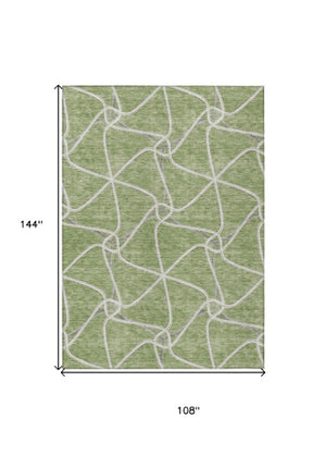 Homeroots 3' X 5' Stylish Geometric Washable Area Rug For Indoor And Outdoor Spaces – Durable & Versatile Sage Polyester 612849