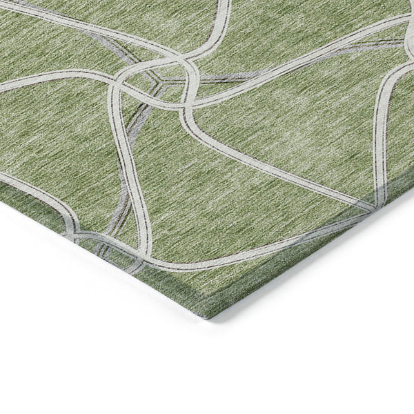 Homeroots 3' X 5' Stylish Geometric Washable Area Rug For Indoor And Outdoor Spaces – Durable & Versatile Sage Polyester 612849