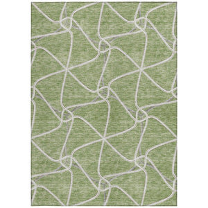 Homeroots 3' X 5' Stylish Geometric Washable Area Rug For Indoor And Outdoor Spaces – Durable & Versatile Sage Polyester 612849