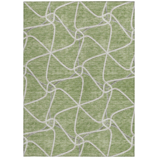 Homeroots 3' X 5' Stylish Geometric Washable Area Rug For Indoor And Outdoor Spaces – Durable & Versatile Sage Polyester 612850