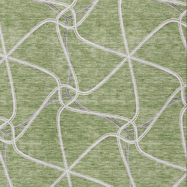 Homeroots 3' X 5' Stylish Geometric Washable Area Rug For Indoor And Outdoor Spaces – Durable & Versatile Sage Polyester 612850