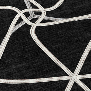 Homeroots 3' X 5' Stylish Geometric Washable Area Rug For Indoor And Outdoor Spaces – Durable & Versatile Black Polyester 612851