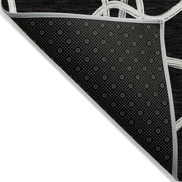 Homeroots 3' X 5' Stylish Geometric Washable Area Rug For Indoor And Outdoor Spaces – Durable & Versatile Black Polyester 612852