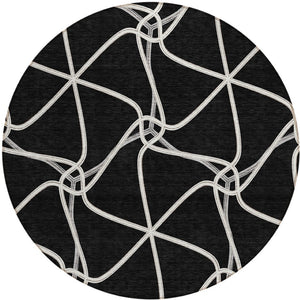 Homeroots 3' X 5' Stylish Geometric Washable Area Rug For Indoor And Outdoor Spaces – Durable & Versatile Black Polyester 612853