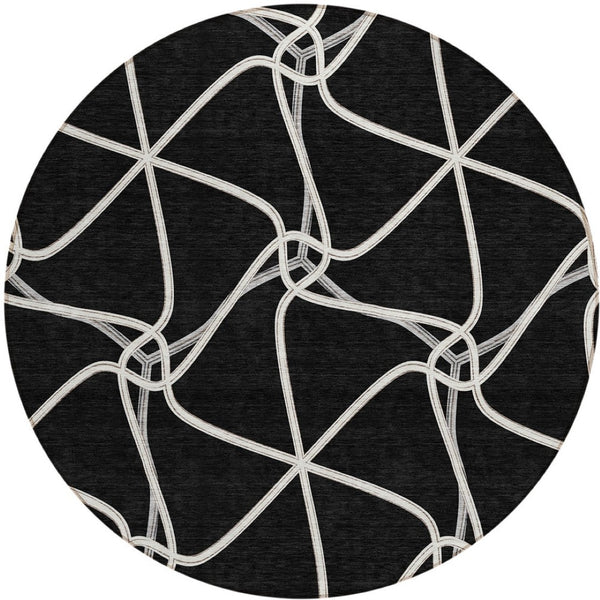 Homeroots 3' X 5' Stylish Geometric Washable Area Rug For Indoor And Outdoor Spaces – Durable & Versatile Black Polyester 612853