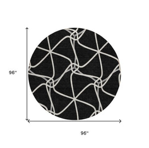 Homeroots 3' X 5' Stylish Geometric Washable Area Rug For Indoor And Outdoor Spaces – Durable & Versatile Black Polyester 612853