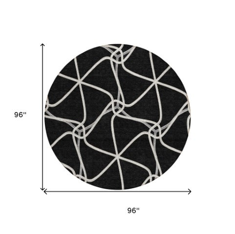 Homeroots 3' X 5' Stylish Geometric Washable Area Rug For Indoor And Outdoor Spaces – Durable & Versatile Black Polyester 612853