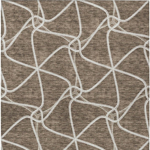 Homeroots 3' X 5' Stylish Geometric Washable Area Rug For Indoor And Outdoor Spaces – Durable & Versatile Brown Polyester 612857