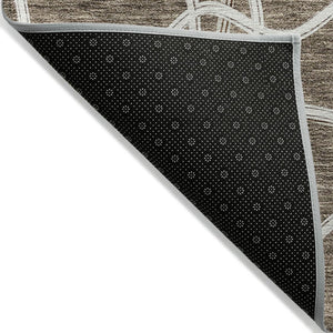 Homeroots 3' X 5' Stylish Geometric Washable Area Rug For Indoor And Outdoor Spaces – Durable & Versatile Brown Polyester 612857