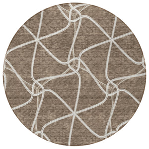 Homeroots 3' X 5' Stylish Geometric Washable Area Rug For Indoor And Outdoor Spaces – Durable & Versatile Brown Polyester 612859