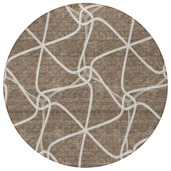 Homeroots 3' X 5' Stylish Geometric Washable Area Rug For Indoor And Outdoor Spaces – Durable & Versatile Brown Polyester 612859