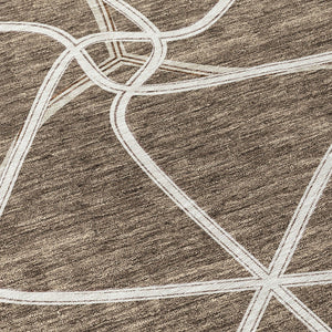 Homeroots 3' X 5' Stylish Geometric Washable Area Rug For Indoor And Outdoor Spaces – Durable & Versatile Brown Polyester 612859