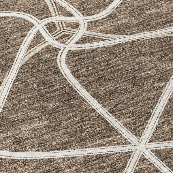 Homeroots 3' X 5' Stylish Geometric Washable Area Rug For Indoor And Outdoor Spaces – Durable & Versatile Brown Polyester 612859