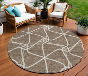 Homeroots 3' X 5' Stylish Geometric Washable Area Rug For Indoor And Outdoor Spaces – Durable & Versatile Brown Polyester 612859