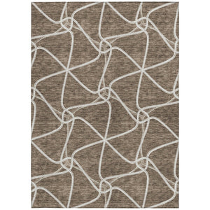 Homeroots 3' X 5' Stylish Geometric Washable Area Rug For Indoor And Outdoor Spaces – Durable & Versatile Brown Polyester 612860