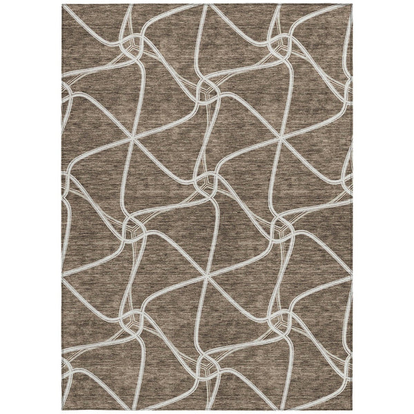Homeroots 3' X 5' Stylish Geometric Washable Area Rug For Indoor And Outdoor Spaces – Durable & Versatile Brown Polyester 612860