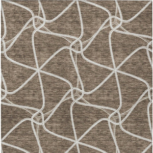 Homeroots 3' X 5' Stylish Geometric Washable Area Rug For Indoor And Outdoor Spaces – Durable & Versatile Brown Polyester 612861