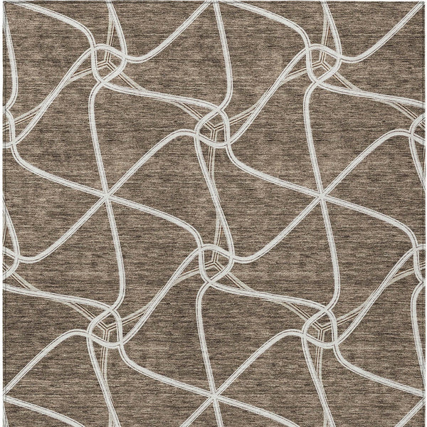 Homeroots 3' X 5' Stylish Geometric Washable Area Rug For Indoor And Outdoor Spaces – Durable & Versatile Brown Polyester 612861