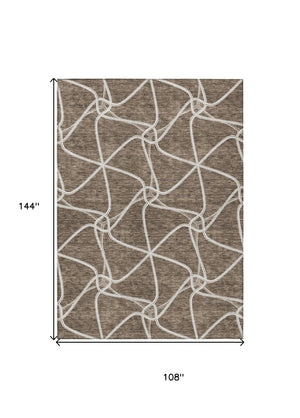 Homeroots 3' X 5' Stylish Geometric Washable Area Rug For Indoor And Outdoor Spaces – Durable & Versatile Brown Polyester 612861