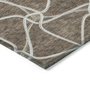 Homeroots 3' X 5' Stylish Geometric Washable Area Rug For Indoor And Outdoor Spaces – Durable & Versatile Brown Polyester 612862