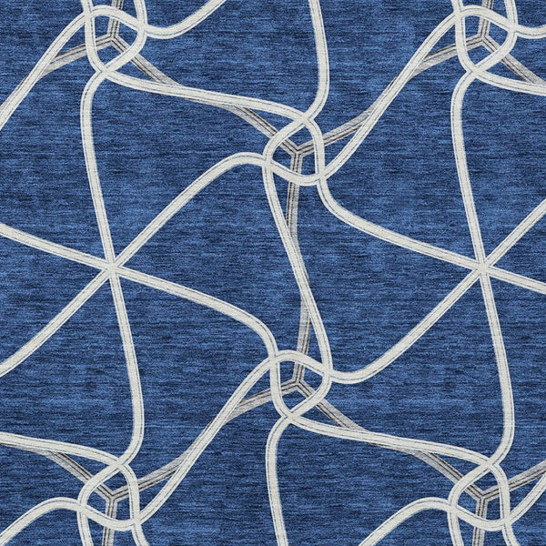 Homeroots 3' X 5' Stylish Geometric Washable Area Rug For Indoor And Outdoor Spaces – Durable & Versatile Blue Polyester 612863