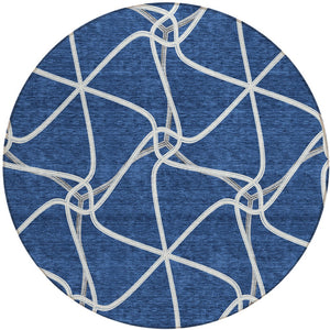 Homeroots 3' X 5' Stylish Geometric Washable Area Rug For Indoor And Outdoor Spaces – Durable & Versatile Blue Polyester 612865