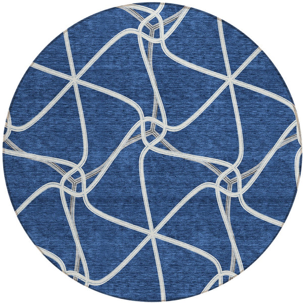 Homeroots 3' X 5' Stylish Geometric Washable Area Rug For Indoor And Outdoor Spaces – Durable & Versatile Blue Polyester 612865