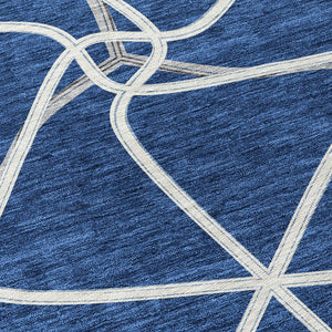 Homeroots 3' X 5' Stylish Geometric Washable Area Rug For Indoor And Outdoor Spaces – Durable & Versatile Blue Polyester 612867