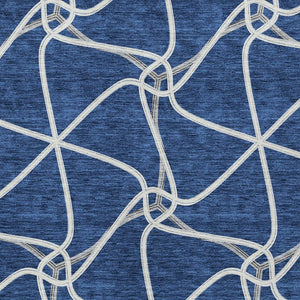 Homeroots 3' X 5' Stylish Geometric Washable Area Rug For Indoor And Outdoor Spaces – Durable & Versatile Blue Polyester 612868