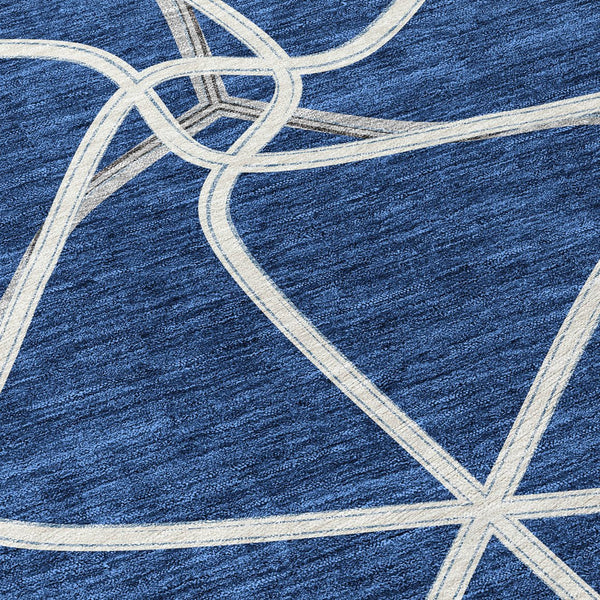 Homeroots 3' X 5' Stylish Geometric Washable Area Rug For Indoor And Outdoor Spaces – Durable & Versatile Blue Polyester 612868