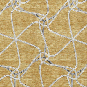 HomeRoots 5' Gold and Ivory Geometric Area Rug - Stylish, Washable Design for Indoor and Outdoor Versatility 10' X 14' 612874