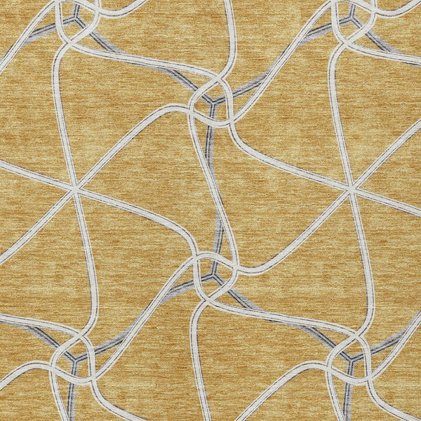 HomeRoots 5' Gold and Ivory Geometric Area Rug - Stylish, Washable Design for Indoor and Outdoor Versatility 10' X 14' 612874