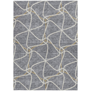 Homeroots 3' X 5' Stylish Geometric Washable Area Rug For Indoor And Outdoor Spaces – Durable & Versatile Gray Polyester 612875