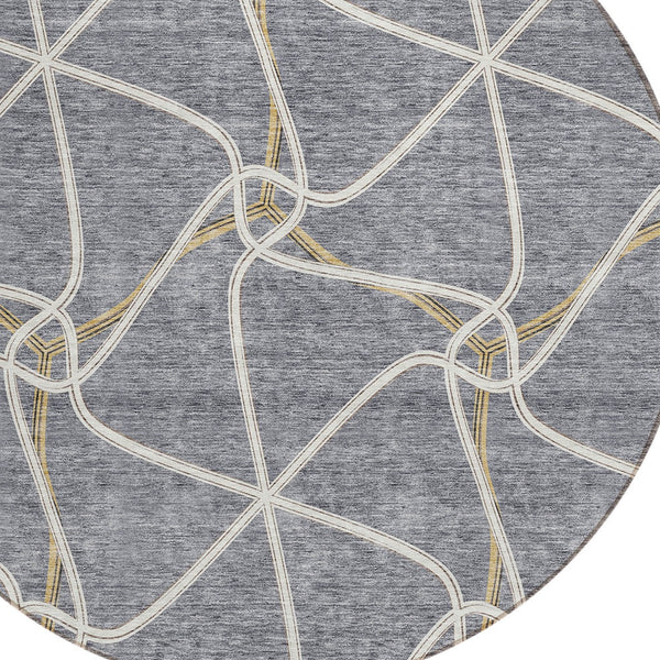Homeroots 3' X 5' Stylish Geometric Washable Area Rug For Indoor And Outdoor Spaces – Durable & Versatile Gray Polyester 612877