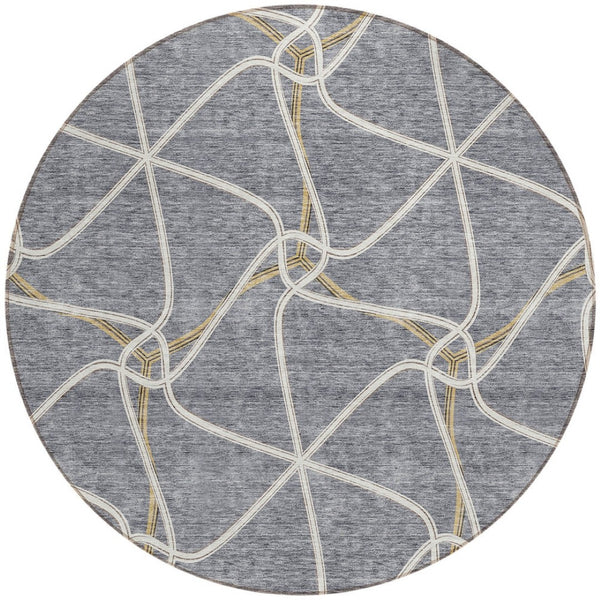 Homeroots 3' X 5' Stylish Geometric Washable Area Rug For Indoor And Outdoor Spaces – Durable & Versatile Gray Polyester 612877