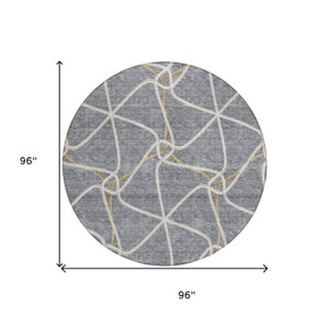 Homeroots 3' X 5' Stylish Geometric Washable Area Rug For Indoor And Outdoor Spaces – Durable & Versatile Gray Polyester 612877