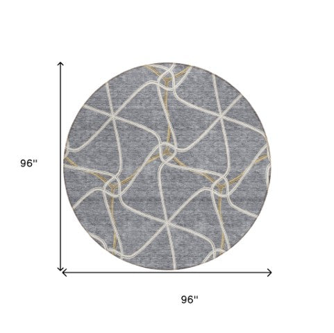 Homeroots 3' X 5' Stylish Geometric Washable Area Rug For Indoor And Outdoor Spaces – Durable & Versatile Gray Polyester 612877