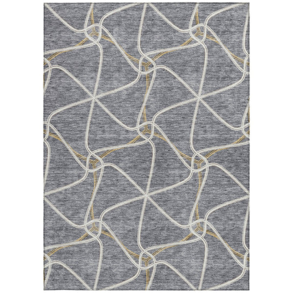 Homeroots 3' X 5' Stylish Geometric Washable Area Rug For Indoor And Outdoor Spaces – Durable & Versatile Gray Polyester 612878