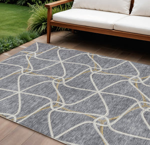 Homeroots 3' X 5' Stylish Geometric Washable Area Rug For Indoor And Outdoor Spaces – Durable & Versatile Gray Polyester 612878
