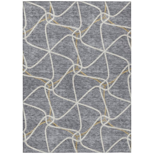 HomeRoots 5' Gray and Ivory Geometric Washable Area Rug - Durable, Stylish, Perfect for Indoor and Outdoor Use 8' X 10' 612878