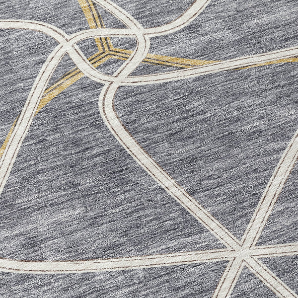 Homeroots 3' X 5' Stylish Geometric Washable Area Rug For Indoor And Outdoor Spaces – Durable & Versatile Gray Polyester 612878