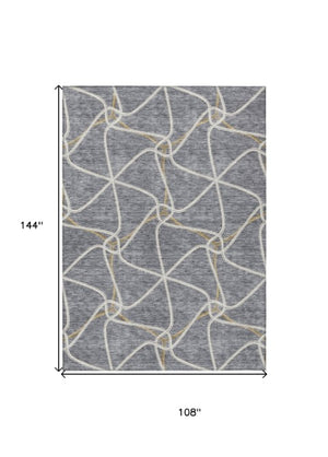 Homeroots 3' X 5' Stylish Geometric Washable Area Rug For Indoor And Outdoor Spaces – Durable & Versatile Gray Polyester 612879