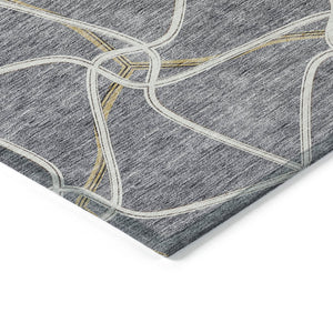 Homeroots 3' X 5' Stylish Geometric Washable Area Rug For Indoor And Outdoor Spaces – Durable & Versatile Gray Polyester 612879