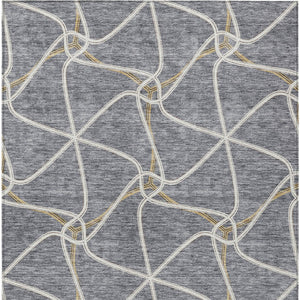 Homeroots 3' X 5' Stylish Geometric Washable Area Rug For Indoor And Outdoor Spaces – Durable & Versatile Gray Polyester 612880