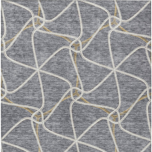 Homeroots 3' X 5' Stylish Geometric Washable Area Rug For Indoor And Outdoor Spaces – Durable & Versatile Gray Polyester 612880