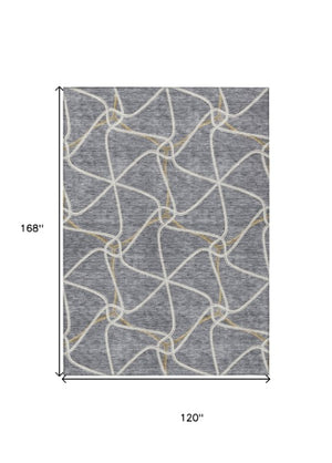 Homeroots 3' X 5' Stylish Geometric Washable Area Rug For Indoor And Outdoor Spaces – Durable & Versatile Gray Polyester 612880