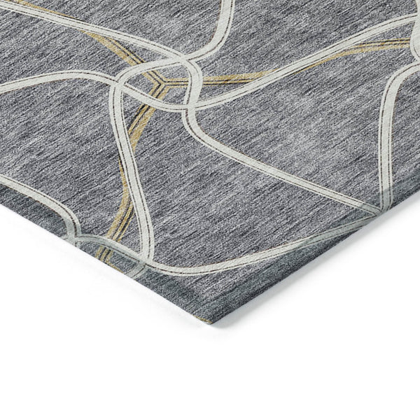 Homeroots 3' X 5' Stylish Geometric Washable Area Rug For Indoor And Outdoor Spaces – Durable & Versatile Gray Polyester 612880